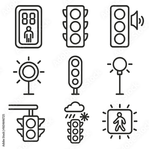 Vertical icon adaptive traffic vector icons detection pedestrian highway light weather indicator