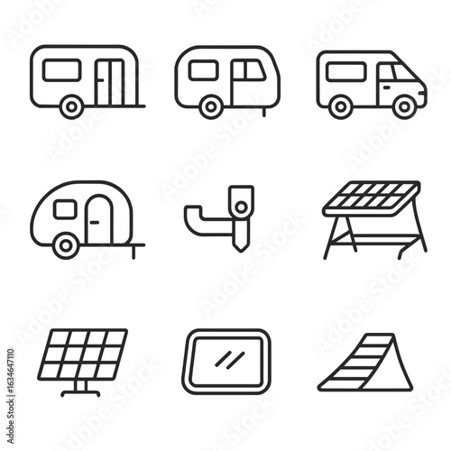 Chock camper homes icon vector icons wheel portable van caravan hitch trailer
