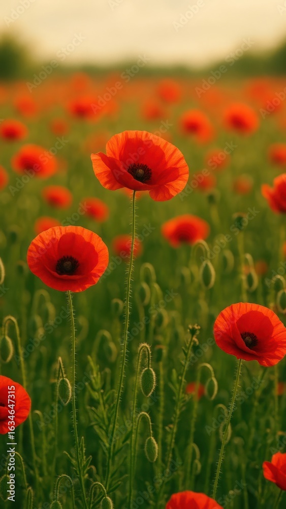 Obraz premium Vibrant poppies in lush field.