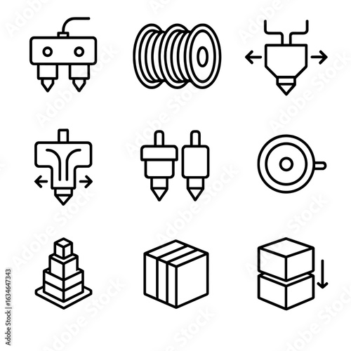 D sensor purge icons switcher material tower printing nozzle set vector mixing