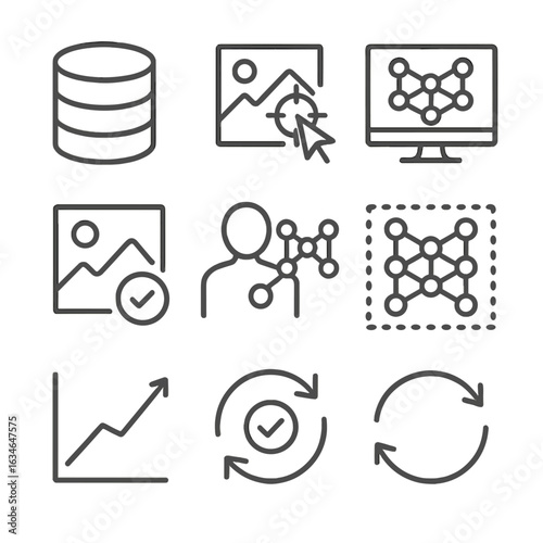 Feedback icon grid image unsupervised ai data labeling vector training chart supervised