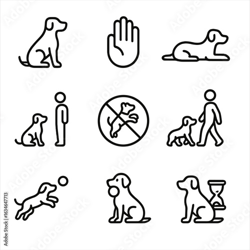 Icons no lie vector icon hand call training drop dog stay wait