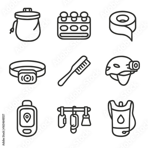 Gear brush helmet finger vector icon icons gps tape headlamp climbing