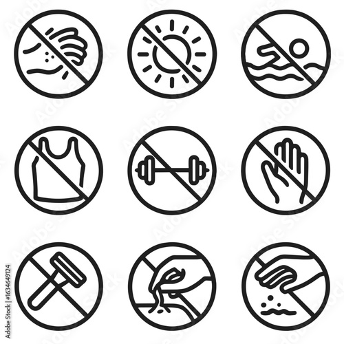 Touching scratching no vector icon dirty sun activity workouts surfaces prohibited icons