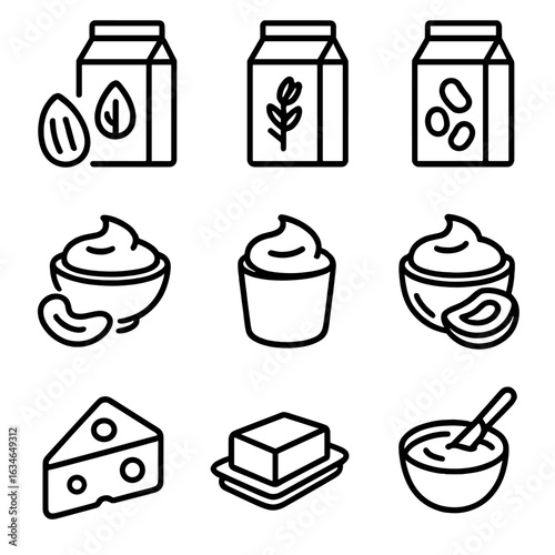 Spread oat cream free slice icon dairy vegan milk vector butter yogurt