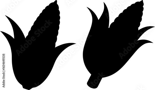 Corn cob black silhouettes set, Set of corn cobs, corn cob collections, Vector of corn cob, corn cob silhouette, corn cob isolated on white background
