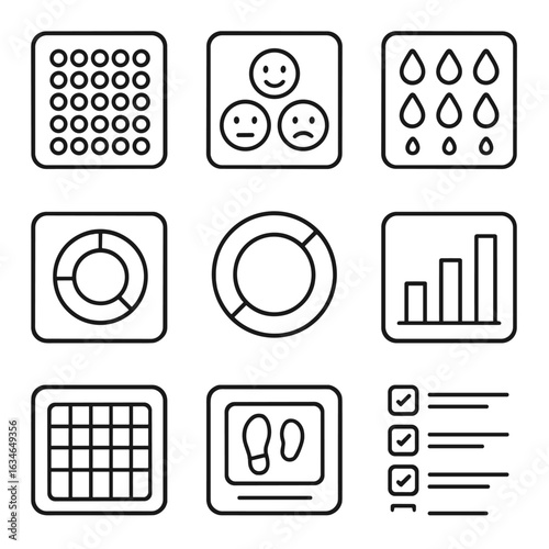 Chart intake productivity step ring log icon planner grid icons sheet monthly