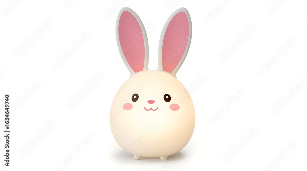 Fototapeta premium White Easter Bunny Stuffed Toy with Pink Ears