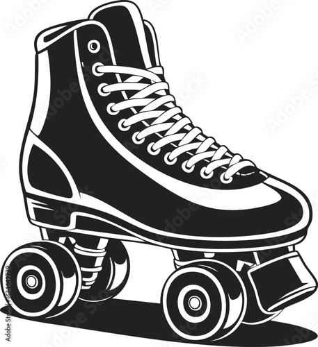 Roller skates, retro skating shoe, classic inline skate, vintage footwear, wheeled athletic shoe design