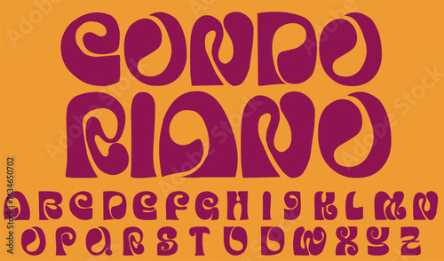Groovy Psychedelic Funky Alphabet Vector Set. Colorful Hand Drawn Retro Letters with 70s Style Vibes, Wavy Shapes, and Funk Inspired Typography for Creative Design Projects.