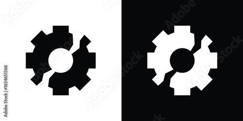Broken gear icon, simple flat style. for ui or ux designs