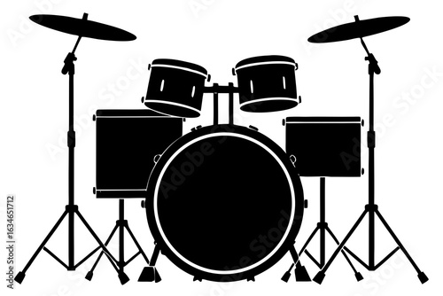 Drum Kit  icon vector silhouette on white background