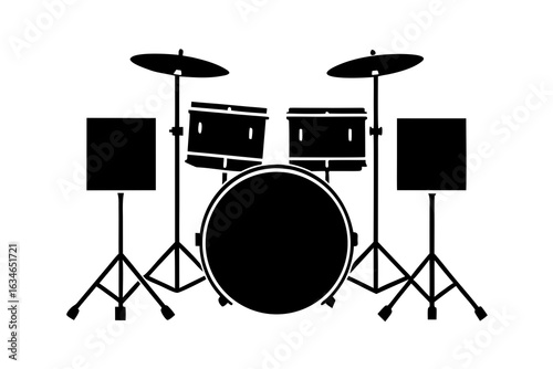 Drum Kit  icon vector silhouette on white background