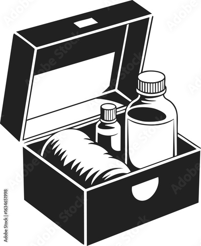 Self care kit, health essentials, wellness box, first aid tools, therapeutic items, personal care supplies, hygiene kit