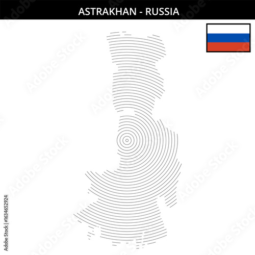 Astrakhan in Russia with a clear concentric map design