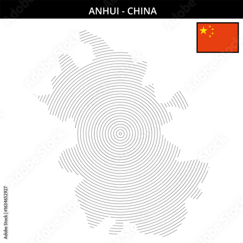 Anhui with its unique geographical map and flag
