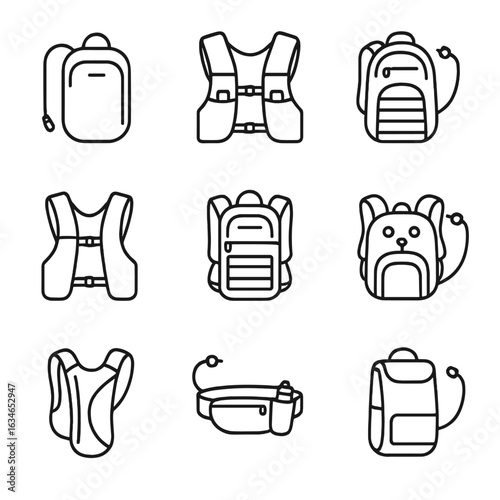 Pack daypack icons vector vest icon ergonomic belt hydration tactical kids