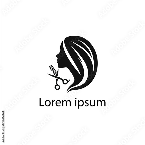 Set of Elegant Black and White Female Haircut Logo Designs for Beauty and Hair Salon Branding