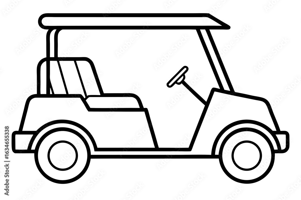 Fototapeta premium golf cart outline, golf car line art vector