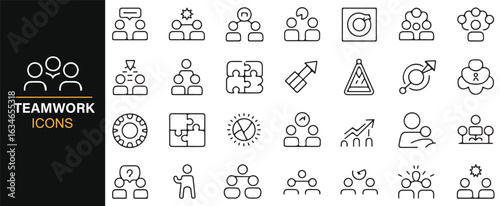 Vector Icons for Collaboration, Leadership, and Team Effort in Business Success