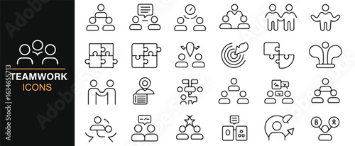 Team Building Icons - Vector Illustrations of Collaboration, Leadership, and Goals