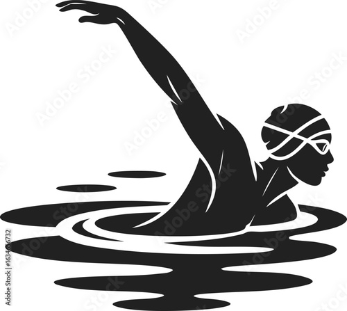 Swimming, swimmer in motion, athletic stroke, water sport, fitness activity, competitive swimming