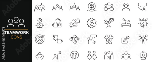 Vector Icons of Teamwork, Collaboration, and Puzzle for Business and Corporate Projects