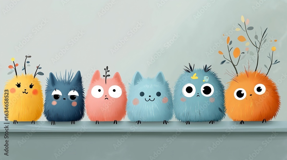 Obraz premium Humorous forest characters. Illustration inspired by cartoons and comics.