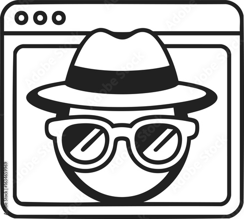 Web browser icon, anonymous surfer, privacy tool, online protection, incognito mode, secure browsing, digital guard