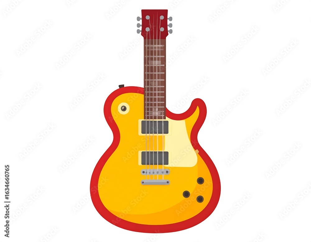 Naklejka premium Flat illustration of a yellow electric guitar