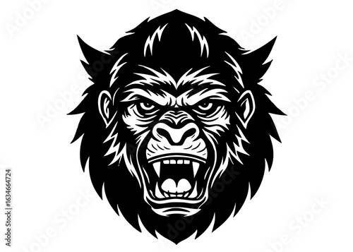 Wallpaper Mural Fierce black and white gorilla head with bared teeth and intense eyes symbolizing power and aggression Torontodigital.ca