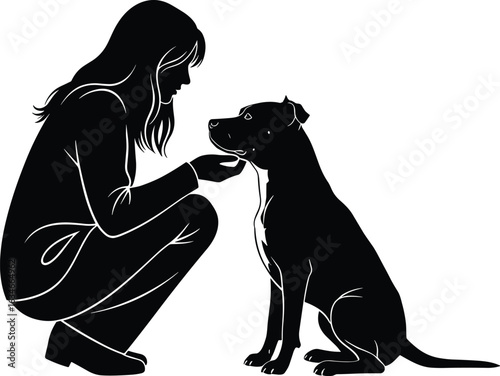 Silhouette of man training dog at sunset, pet obedience moment, outdoor bond, loyal companion, human animal connection, peaceful evening