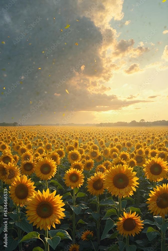 Fototapeta premium sunflower field at sunset