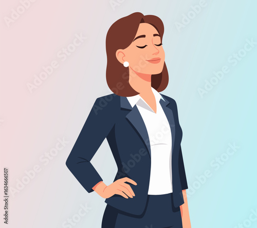 Confident Businesswoman Celebrating Success and Achievement with Pride and Joy
