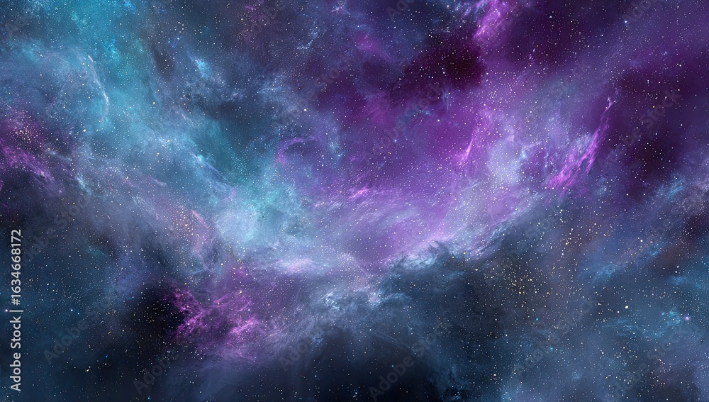 Fototapeta premium A vibrant cosmic nebula, swirling with color and starlight