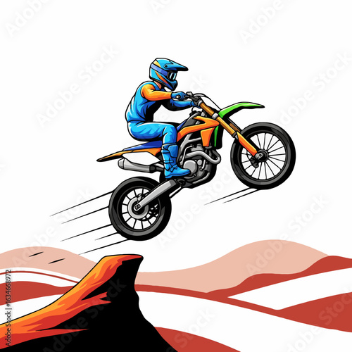 vector illustration. motocross rider jumping