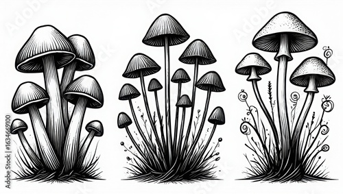 mushrooms in the grass