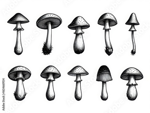set of mushrooms vector mushroom, fungus, food, 