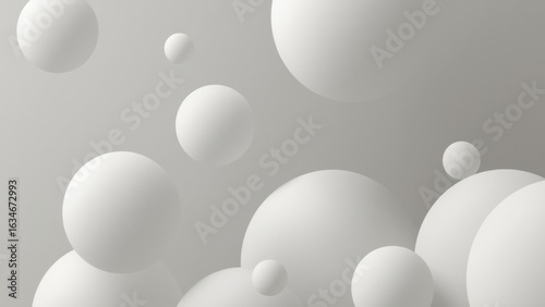Abstract Spheres Floating on a Soft Gradient Background with Light and Shadow Effects