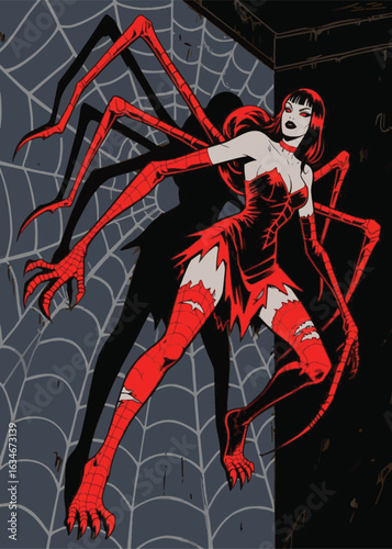 Woman Monster Spider Illustrator Artwork Design Template Poster