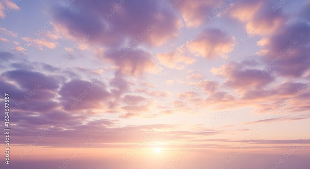 Obraz premium Pastel sunset sky filled with soft clouds.