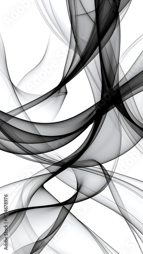Abstract black flowing lines on white background