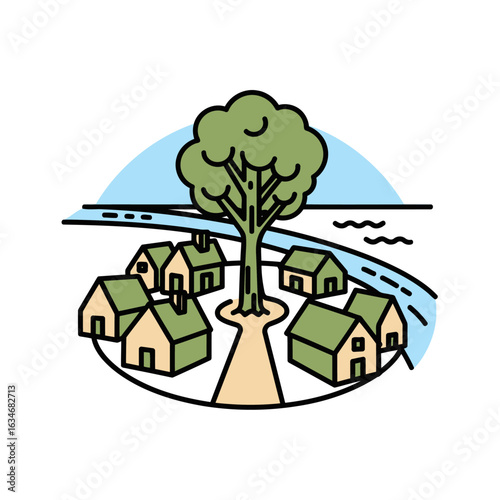 A symbol of honest labor: a person with a hoe over their shoulder, prepared to till the earth and cultivate growth.