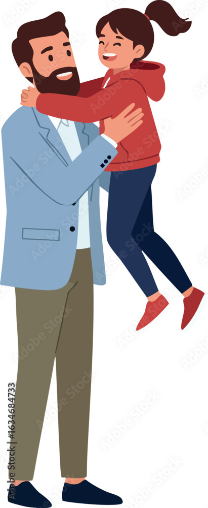 Fototapeta premium Father lifting daughter in joyful embrace family love and bonding vector illustration 