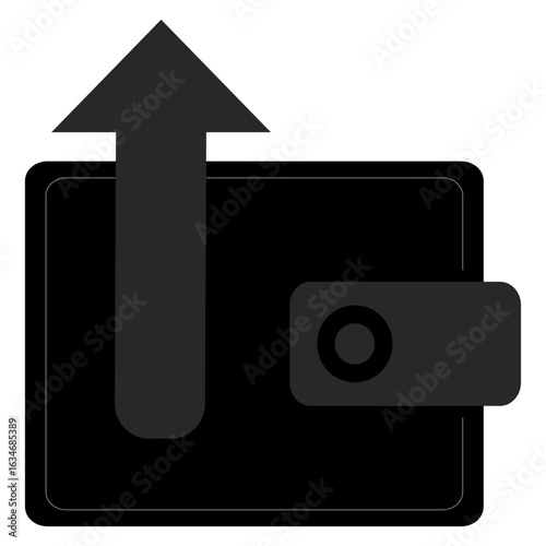 Icon for withdrawing money from a wallet, either a physical or digital wallet or withdrawing or sending funds