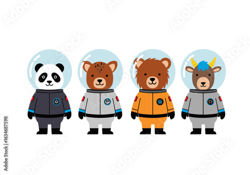 Adorable animals in space suits ready for cosmic adventures exploration and discovery