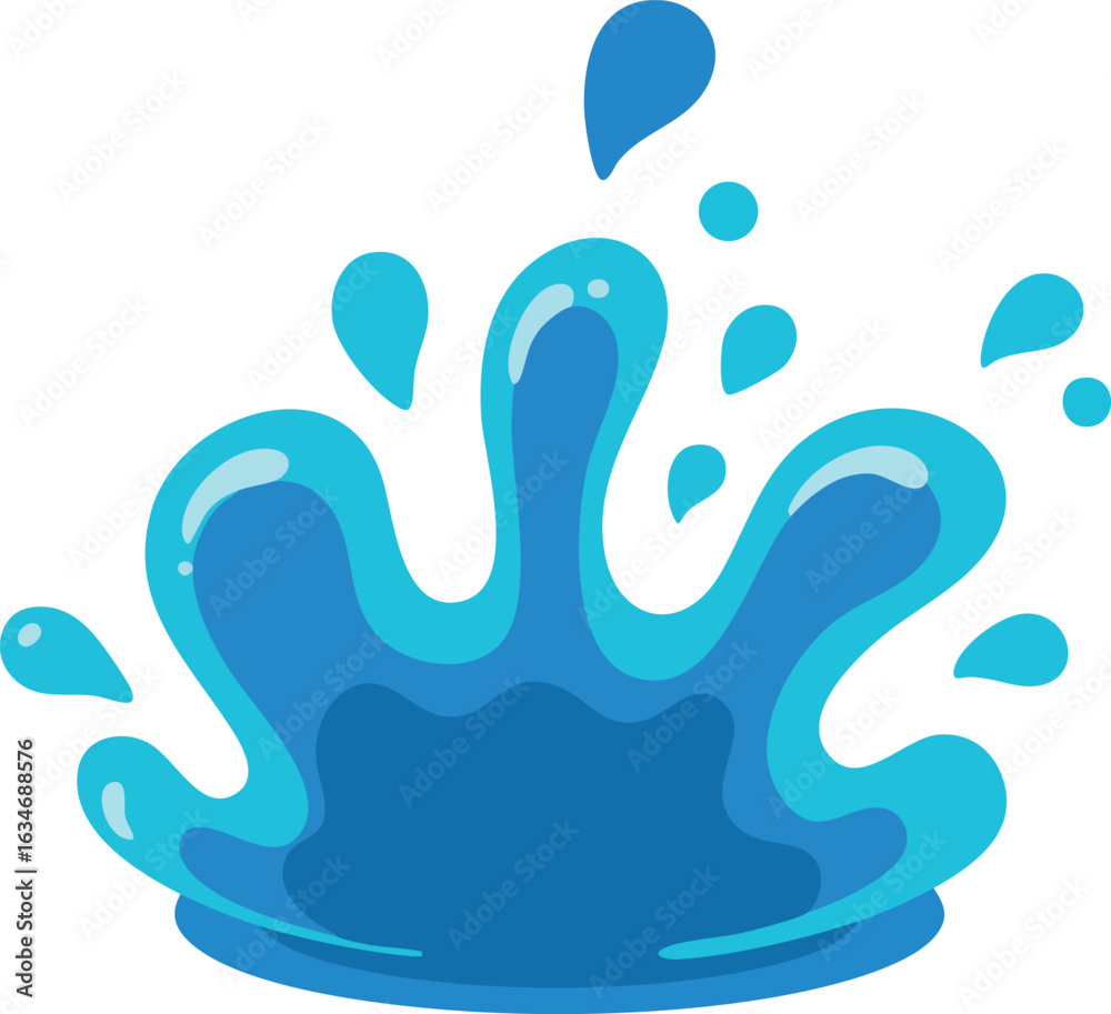 Obraz premium Blue Water Splash Vector Illustration with Droplets Design Elements