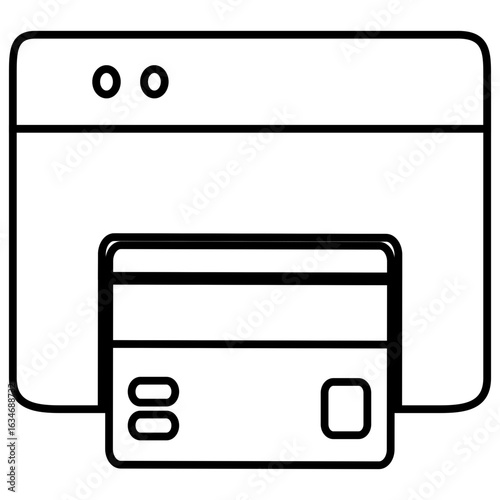 The icon of a physical ATM card whose data is being manually entered into an online form indicates that the card data is being input.