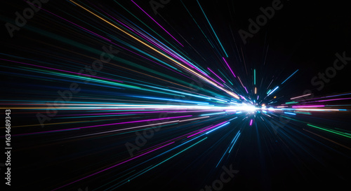 Abstract motion lightspeed travel banner concept. Generative AI.