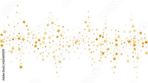 Golden star confetti border design element with transparency for festive and decorative celebrations
